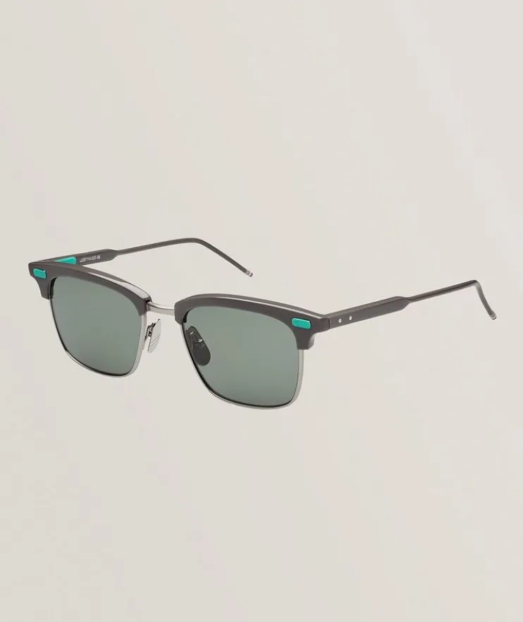 Acetate & Titanium Rectangular Sunglasses