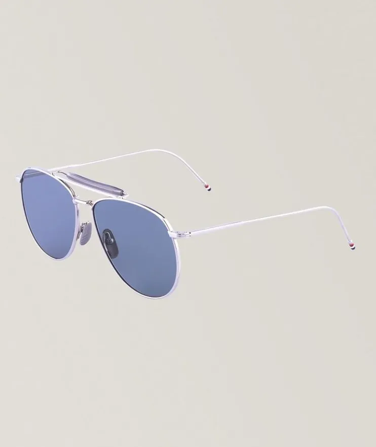 Acetate-Titanium Aviator Sunglasses