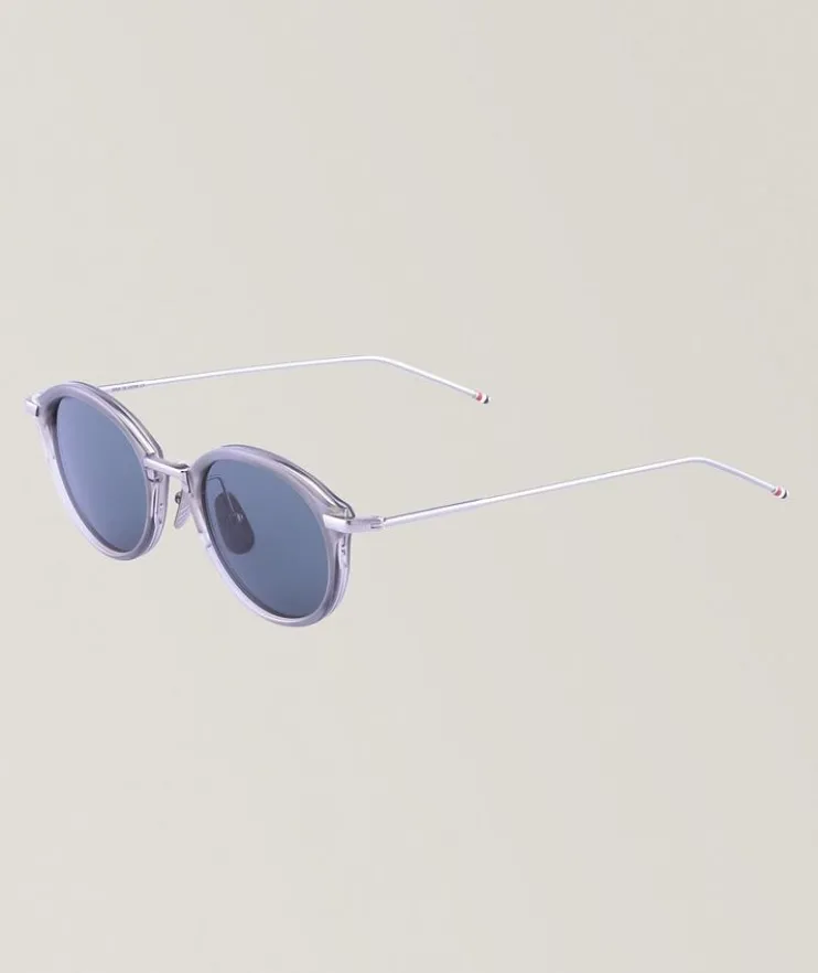 Acetate-Titanium Round Sunglasses