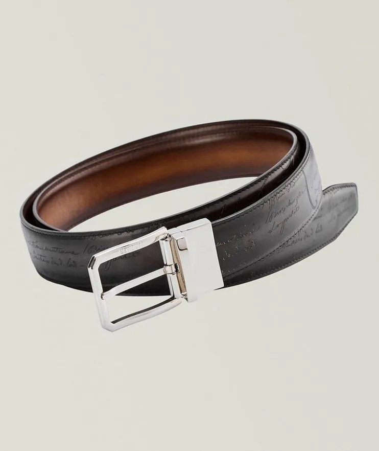 Adjustable & Reversible Scritto Leather Belt