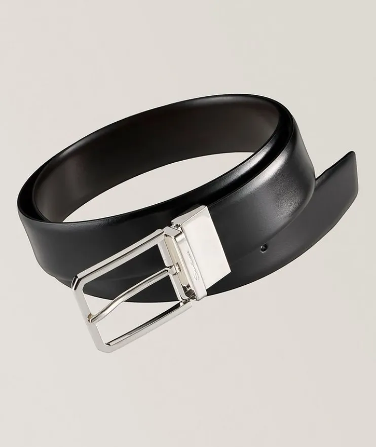 Adjustable & Reversible Square Buckle Leather Belt