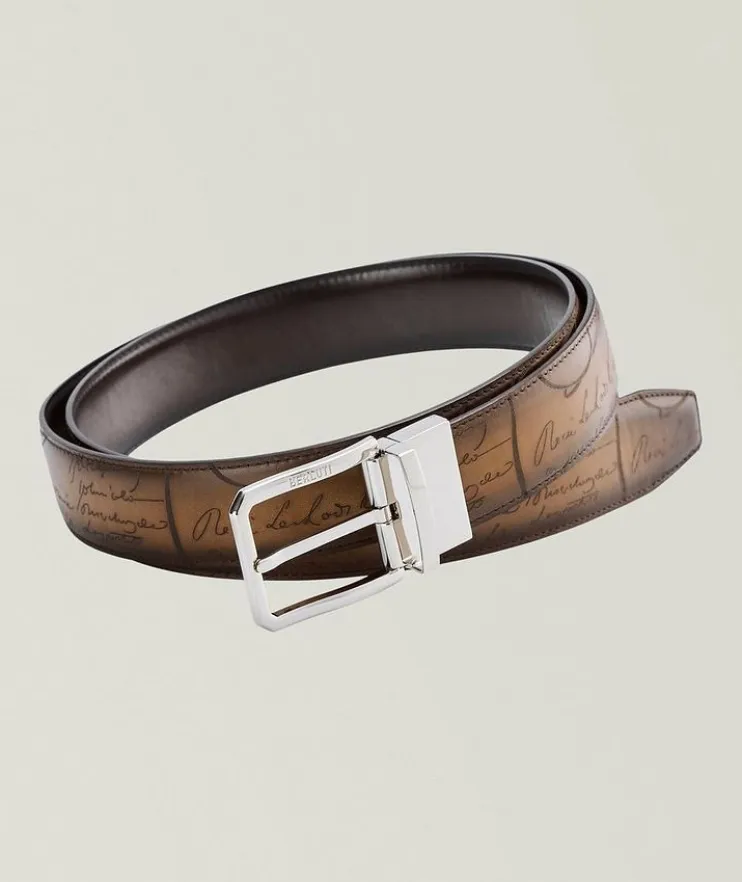 Adjustable & Reversible Scritto Leather Belt