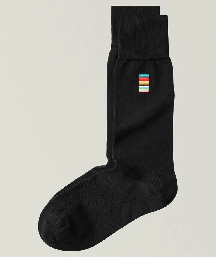 Alfie Embroidered Signature Stripe Socks
