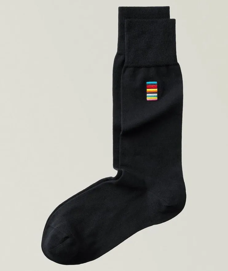 Alfie Signature Striped Embroidered Socks