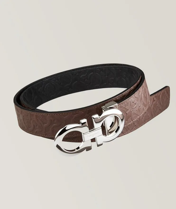 Allover Gancio Reversible Leather Belt
