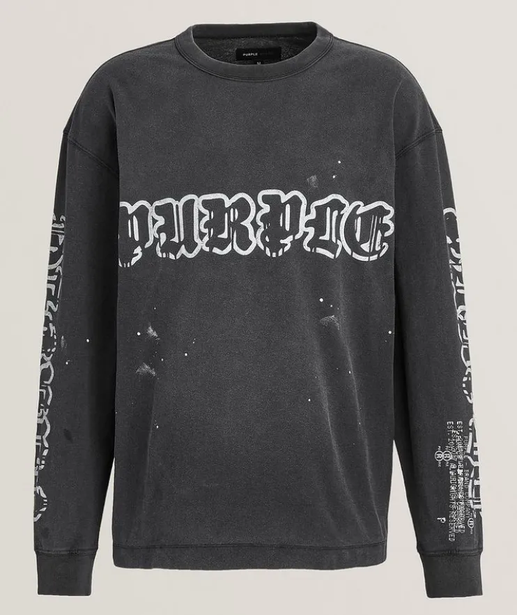 Allover Logo Print Long-Sleeve T-Shirt