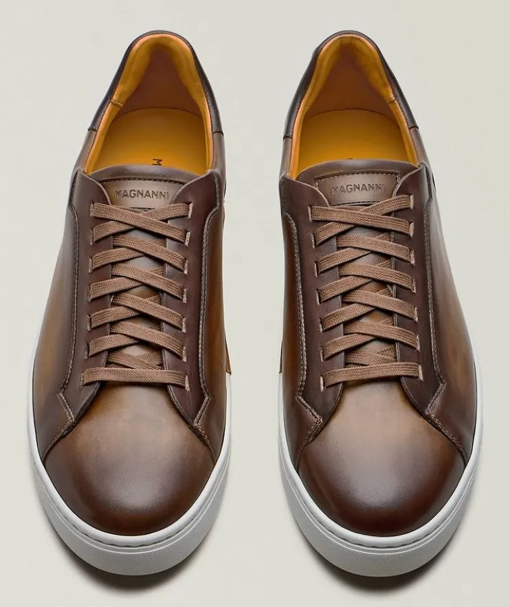 Amadeo Burnished Leather Sneakers