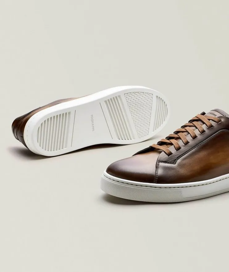 Amadeo Burnished Leather Sneakers