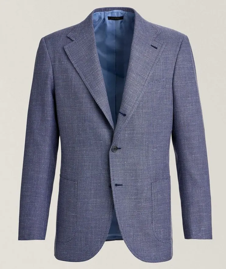 Amalfi Micro-Check Wool-Silk-Linen Sport Jacket
