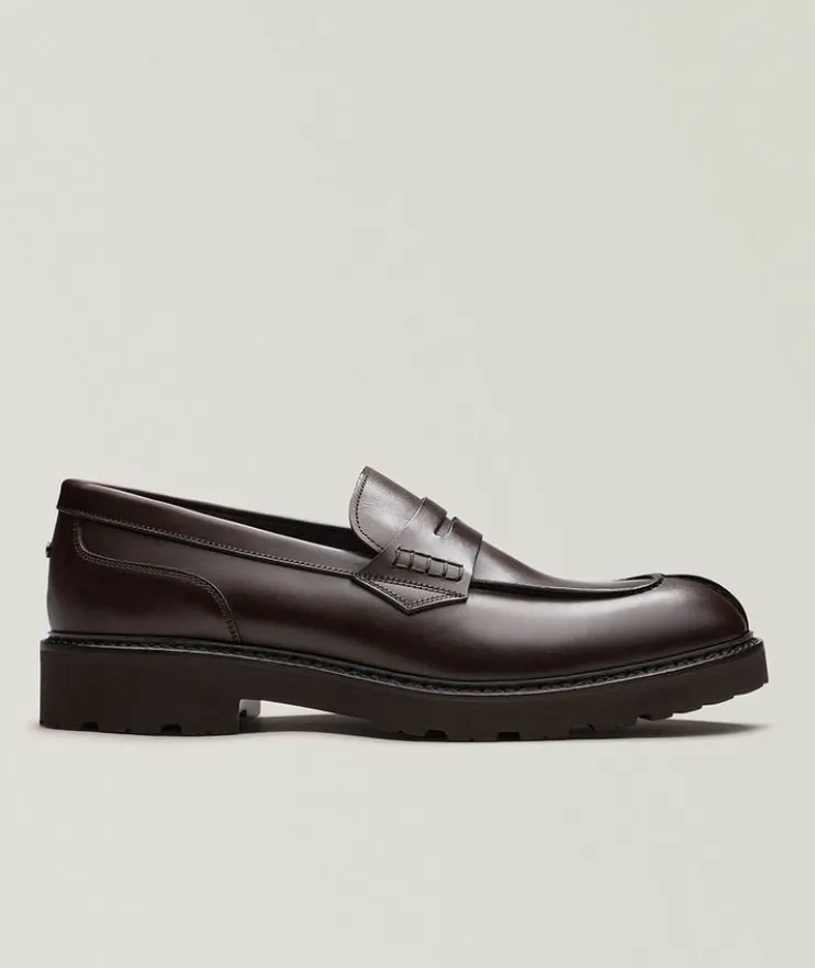 Apron Split-Toe Leather Penny Loafers
