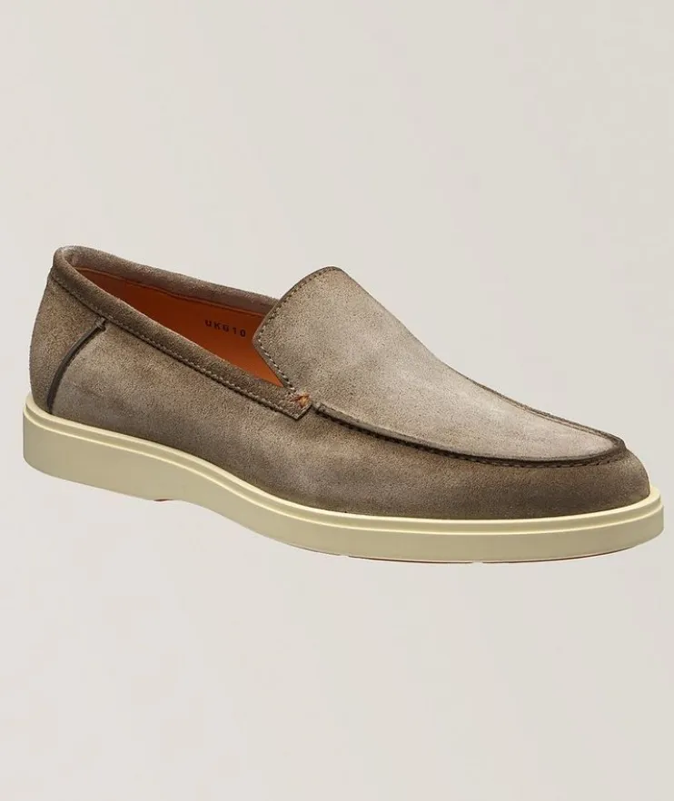 Apron Stitch Suede Loafers