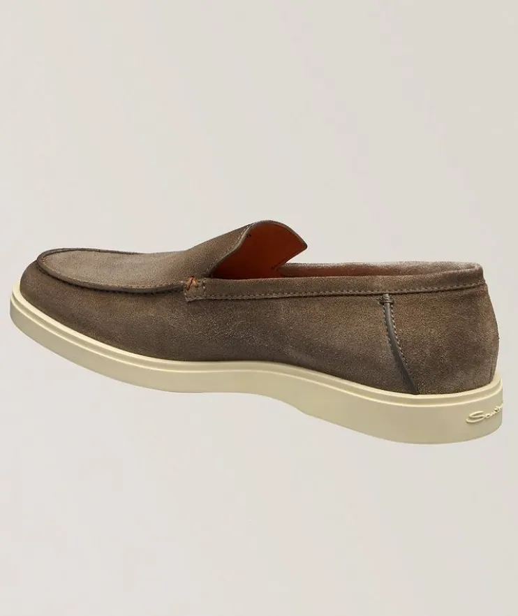 Apron Stitch Suede Loafers