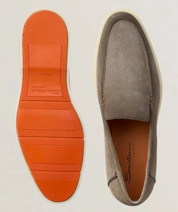 Apron Stitch Suede Loafers