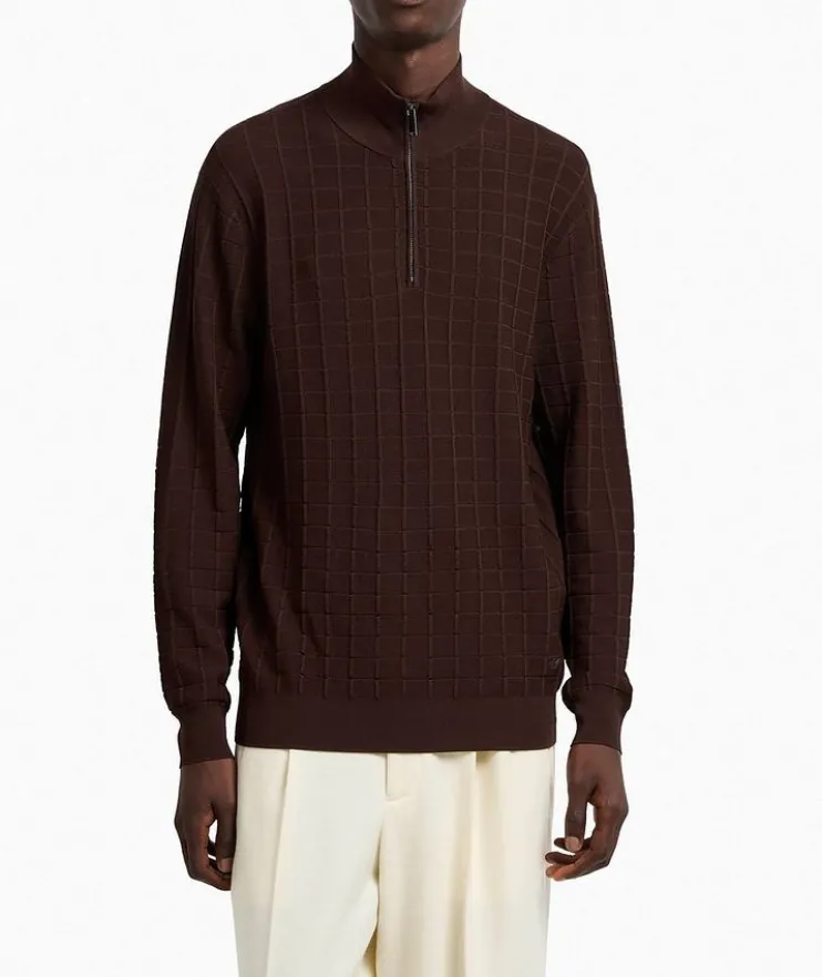 ASV Check Knit Quarter-Zip Sweater