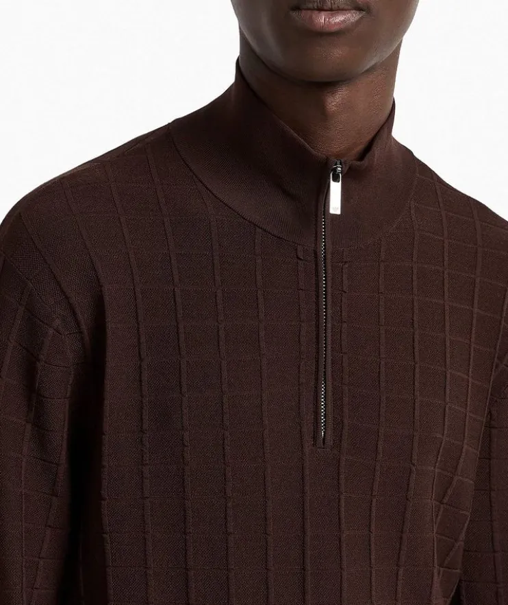 ASV Check Knit Quarter-Zip Sweater