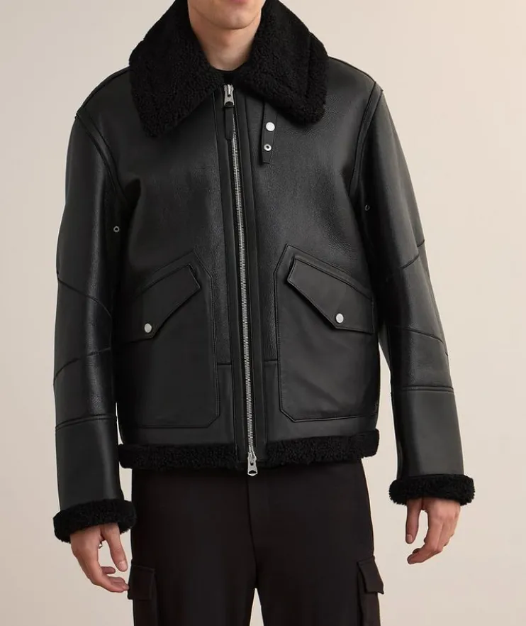 Atlas Shearling & Leather Aviator Jacket