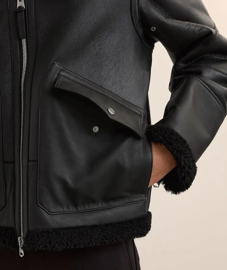 Atlas Shearling & Leather Aviator Jacket