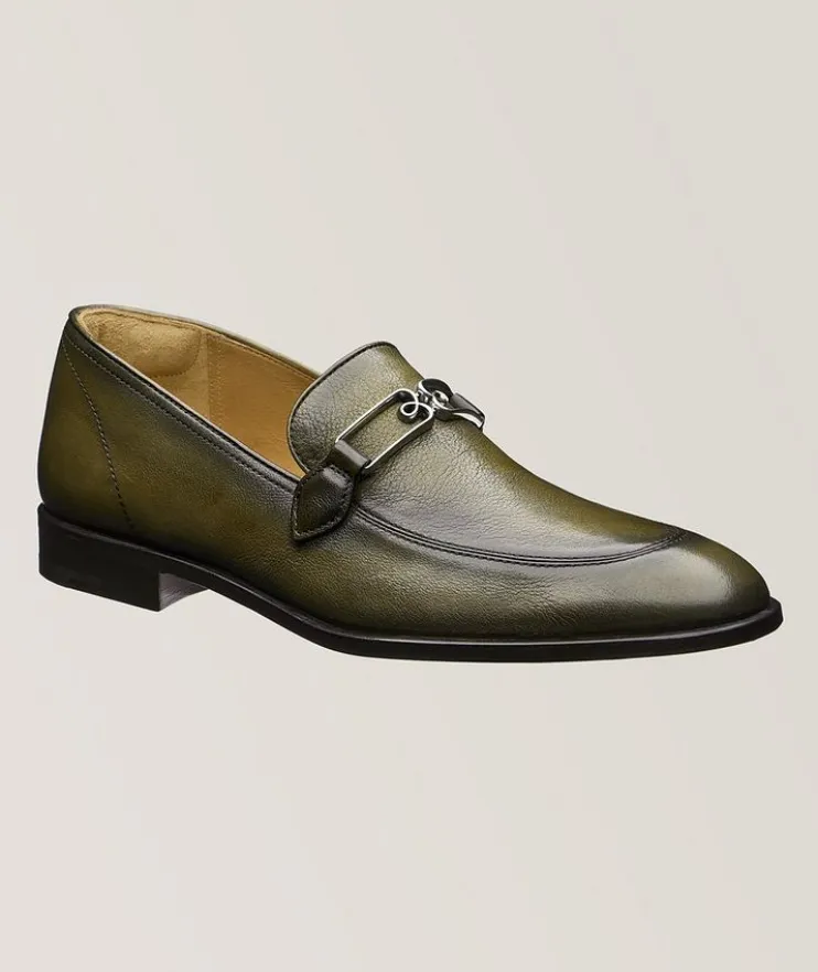 B Volute Grained Leather Loafers