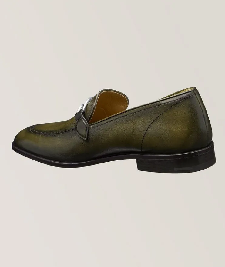 B Volute Grained Leather Loafers