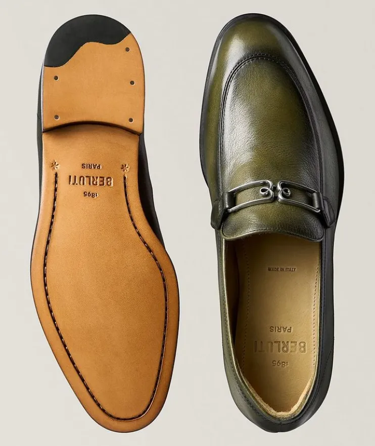 B Volute Grained Leather Loafers