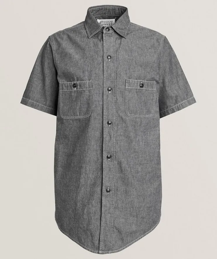 Back Stitch Cotton Denim Shirt