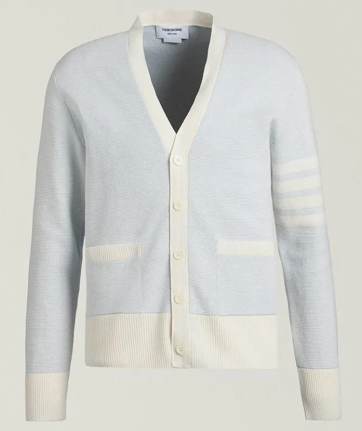 4-Bar Linen-Cotton Cardigan
