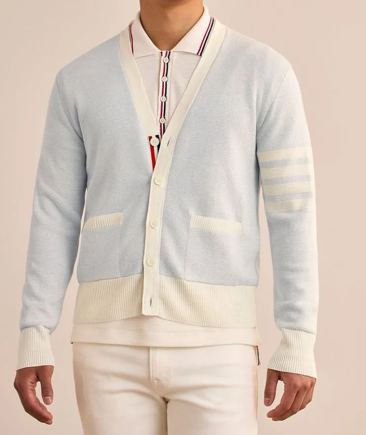 4-Bar Linen-Cotton Cardigan