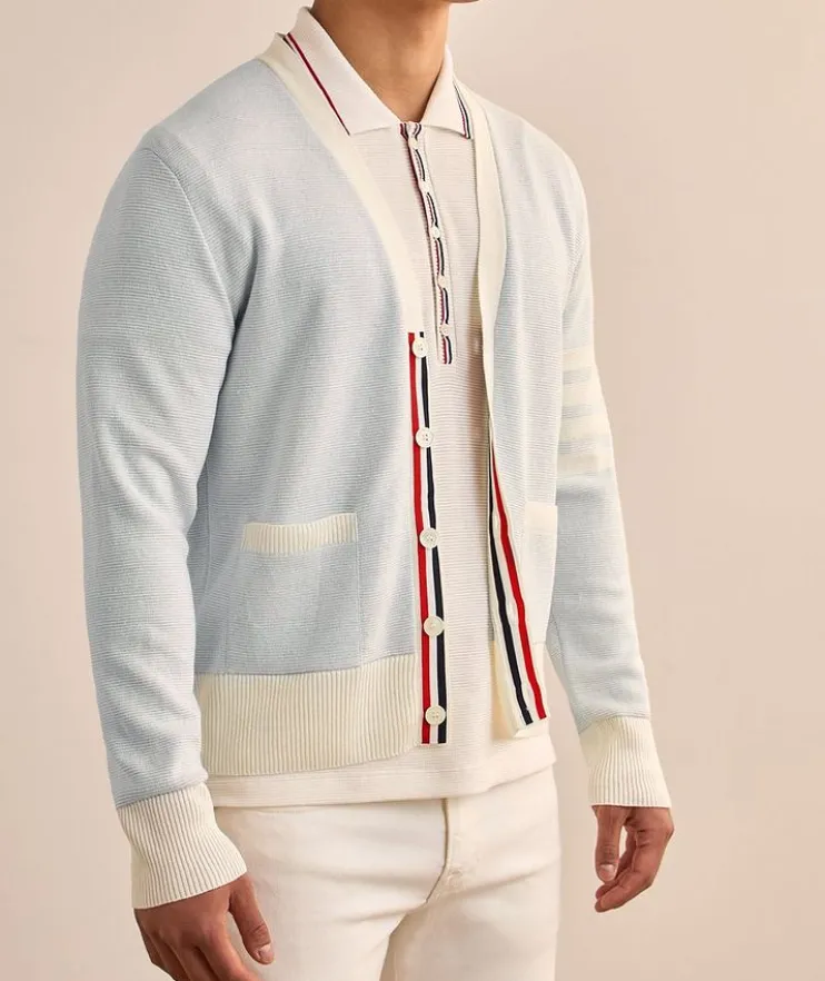4-Bar Linen-Cotton Cardigan