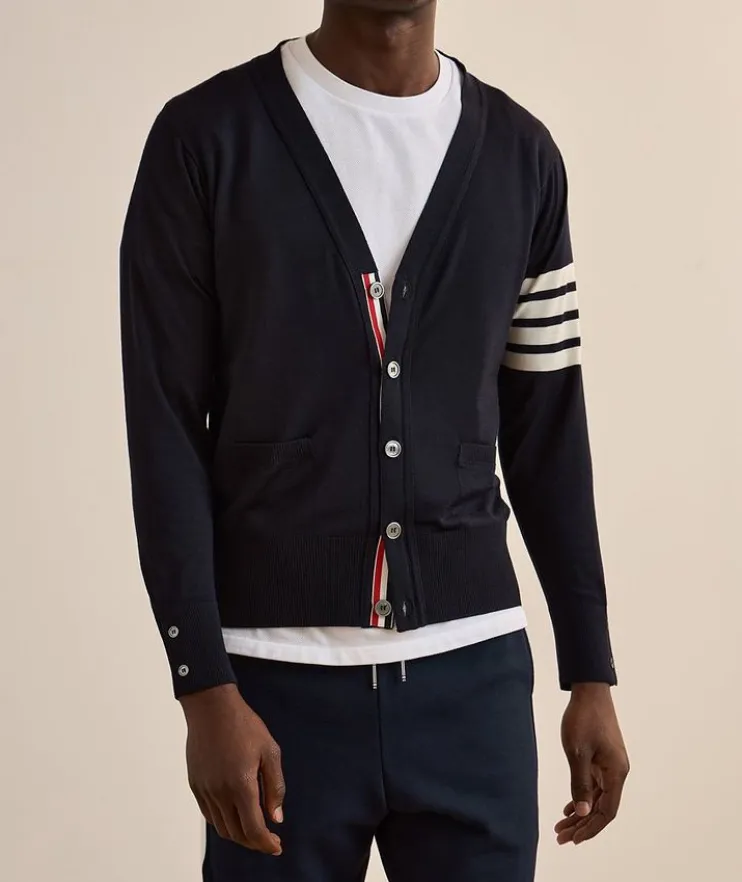 4-Bar Merino Wool Cardigan