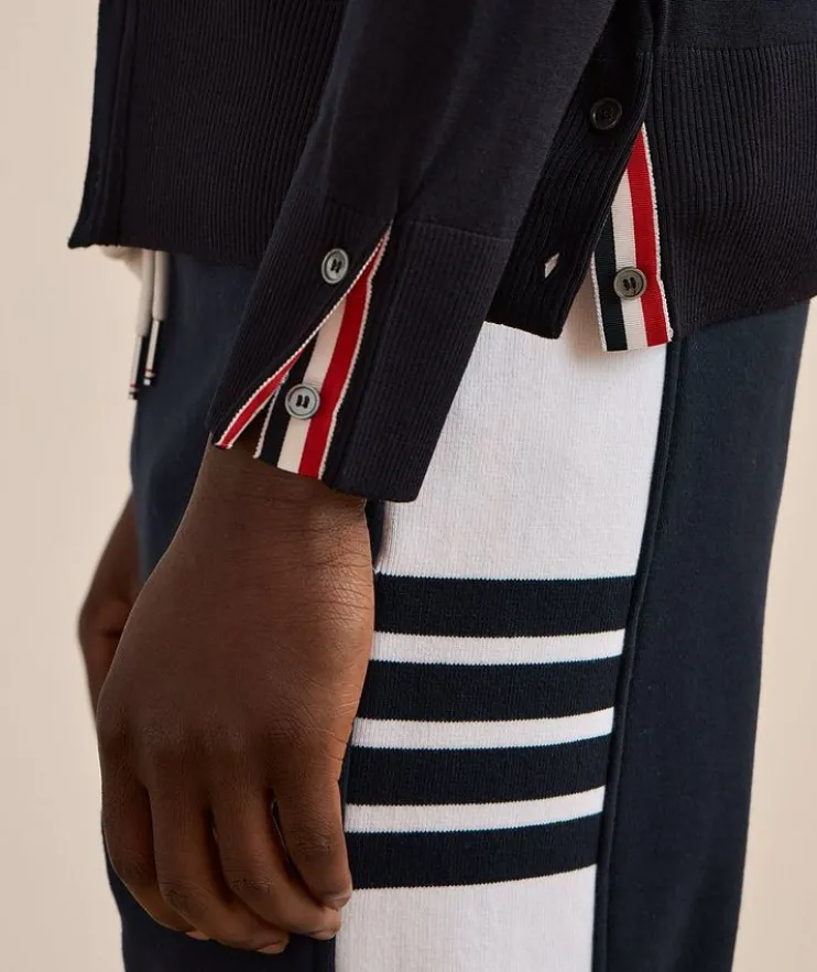 4-Bar Merino Wool Cardigan