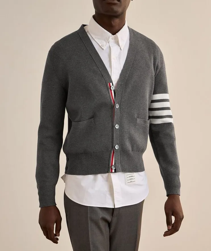 4-Bar Milano Stitch Cotton Cardigan