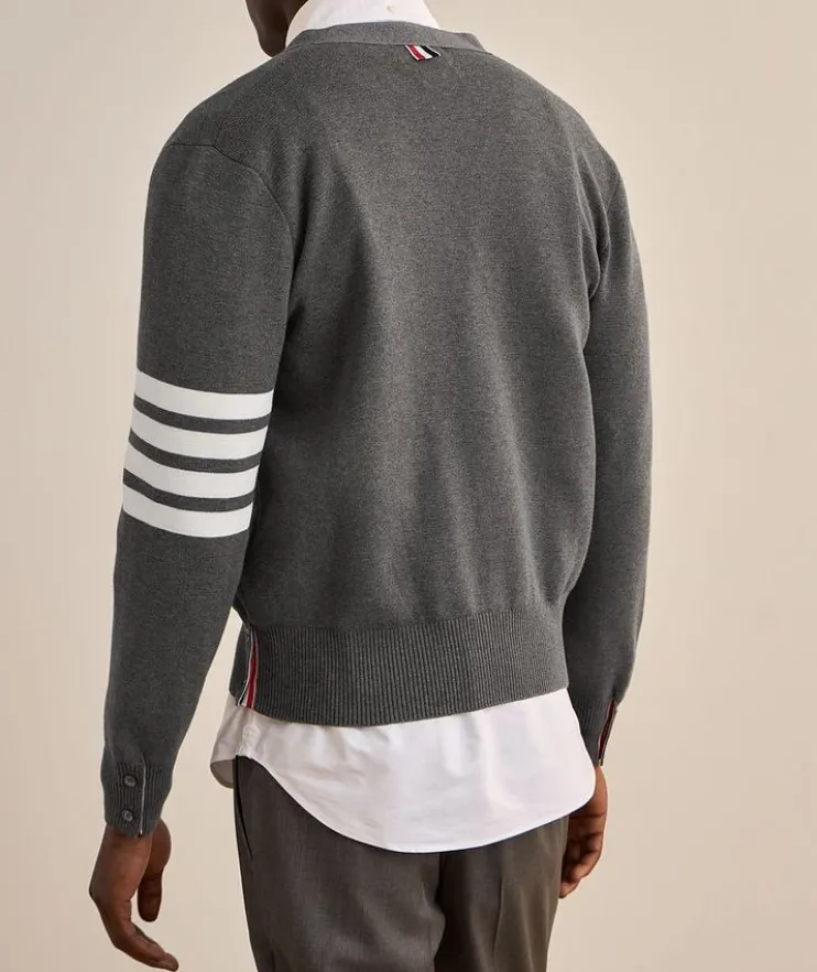 4-Bar Milano Stitch Cotton Cardigan