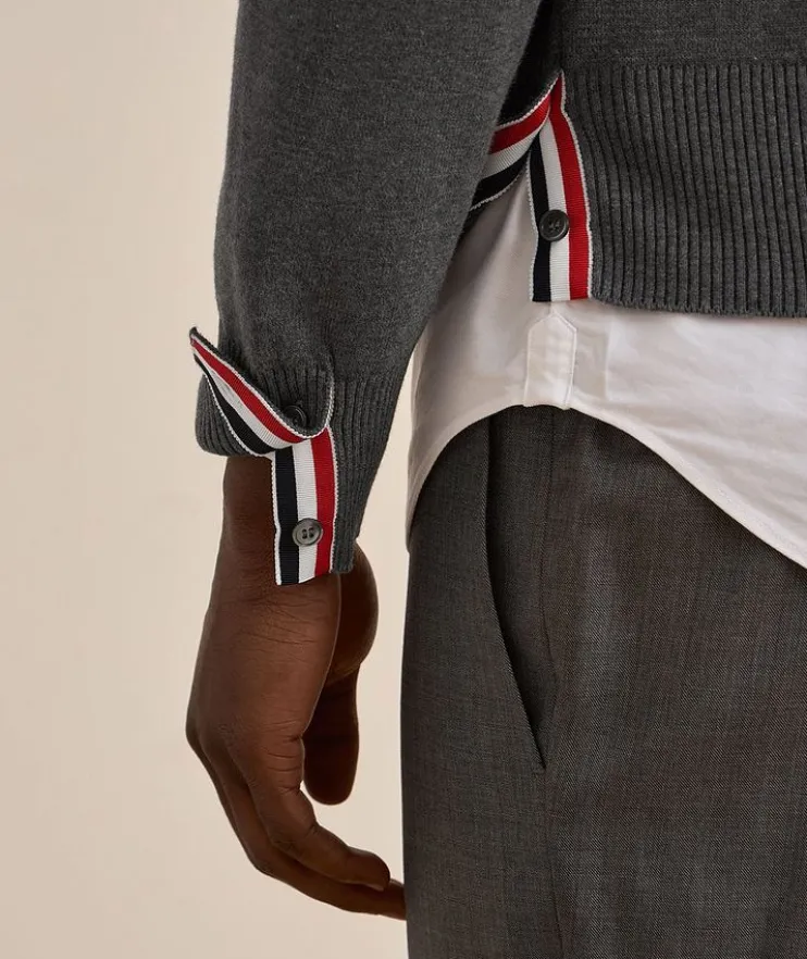 4-Bar Milano Stitch Cotton Cardigan