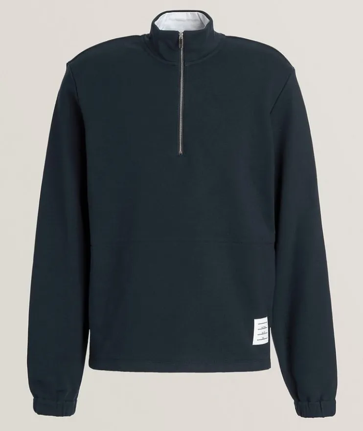 4-Bar Stripe Colourblock Half-Zip Sweater