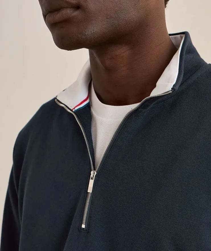 4-Bar Stripe Colourblock Half-Zip Sweater