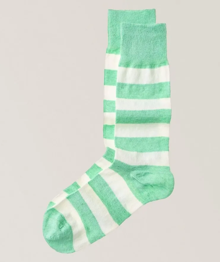 Barry Striped Stretch-Linen Socks