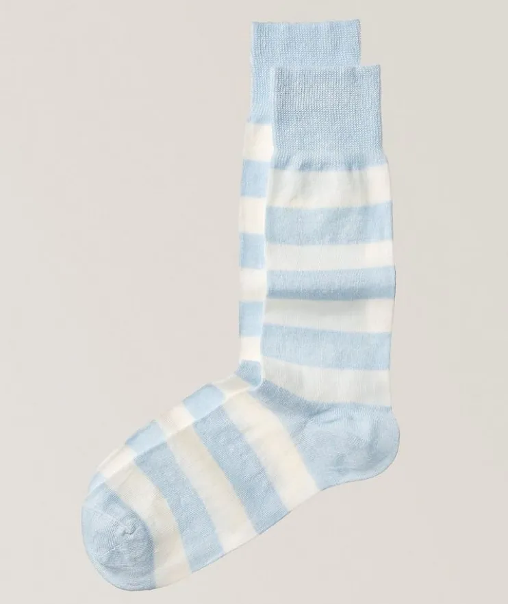 Barry Striped Stretch-Linen Socks
