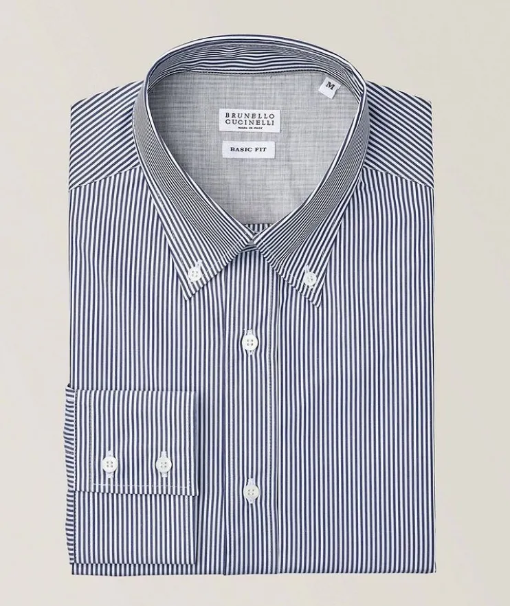 Basic Fit Striped Oxford Cotton Shirt