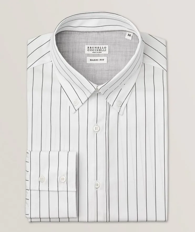 Basic Fit Striped Oxford Cotton Shirt