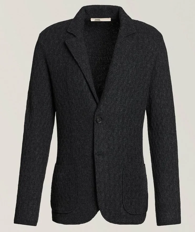 Basket Weave Virgin Wool-Blend Cardigan