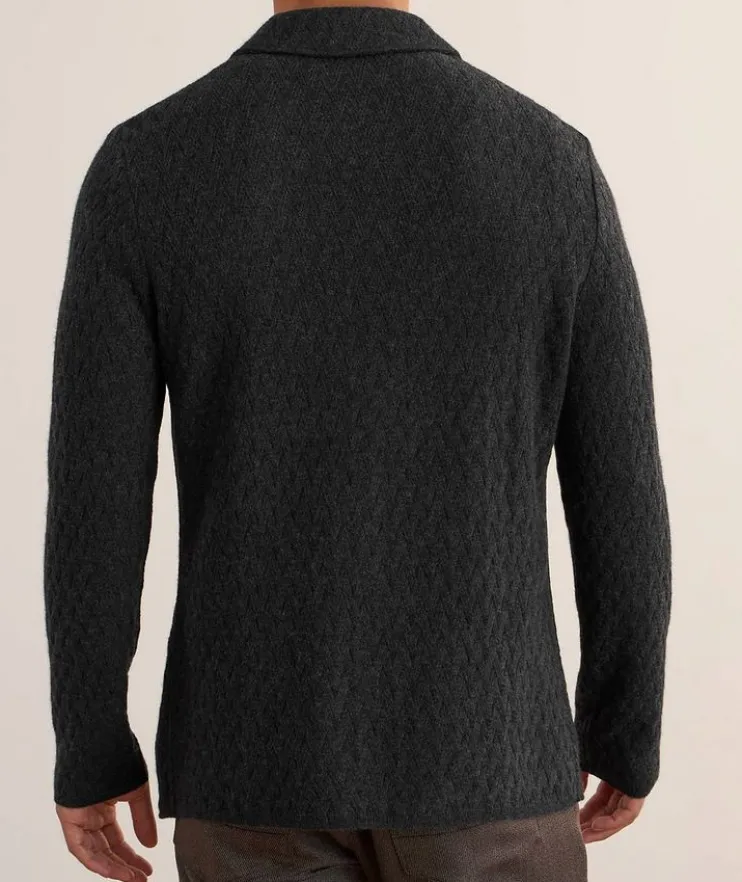 Basket Weave Virgin Wool-Blend Cardigan