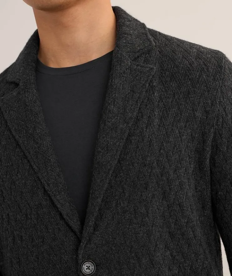 Basket Weave Virgin Wool-Blend Cardigan