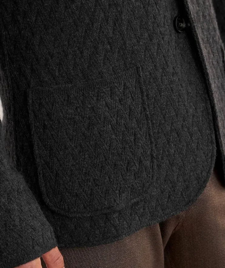 Basket Weave Virgin Wool-Blend Cardigan