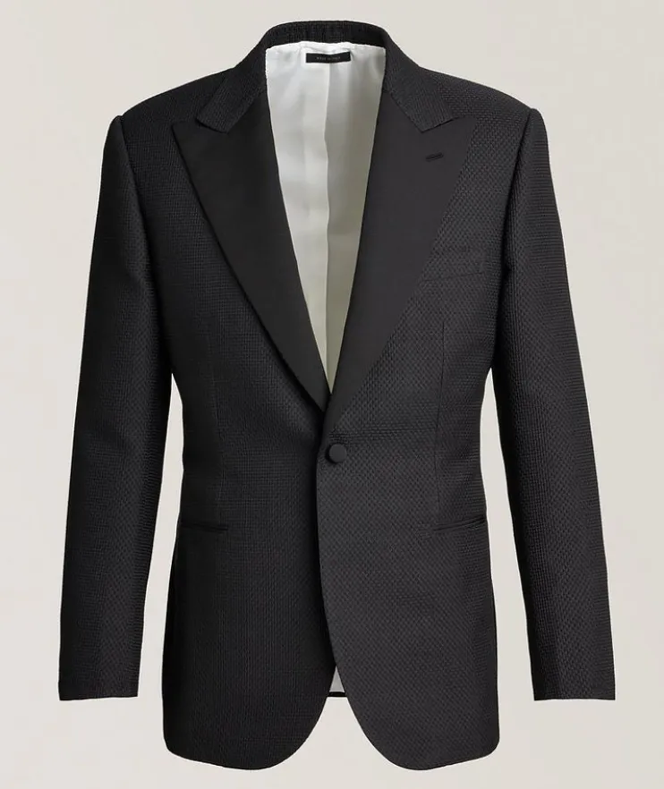 Basketweave Silk-Wool Cocktail Jacket