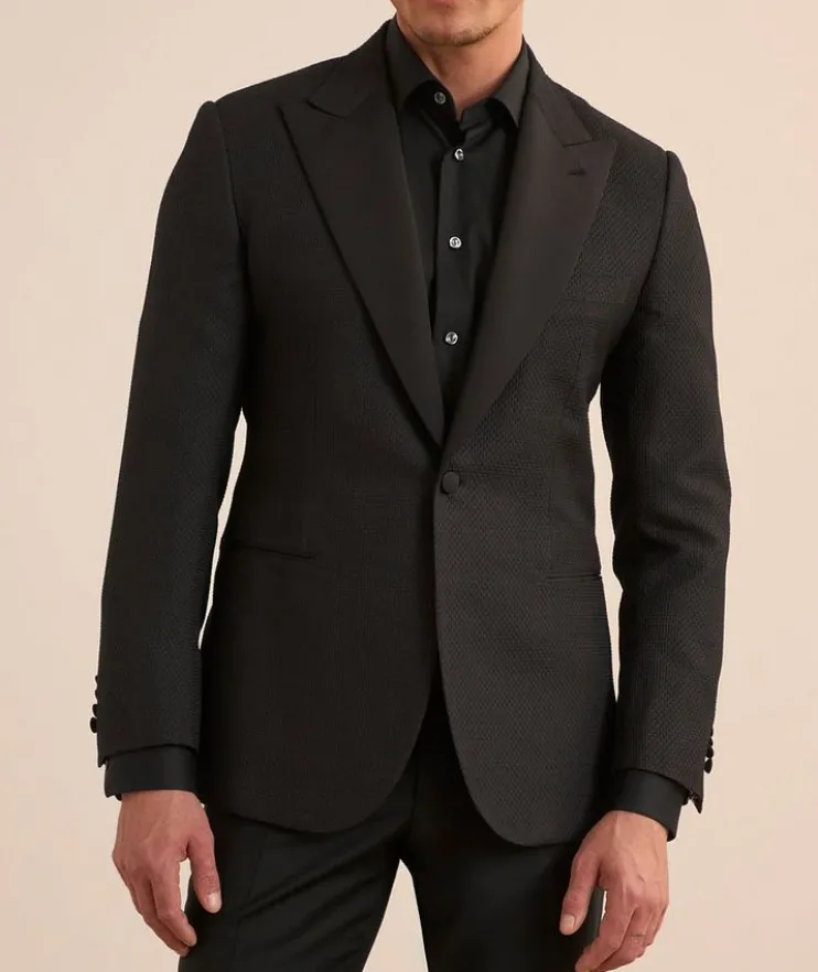 Basketweave Silk-Wool Cocktail Jacket