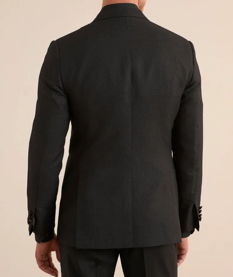 Basketweave Silk-Wool Cocktail Jacket