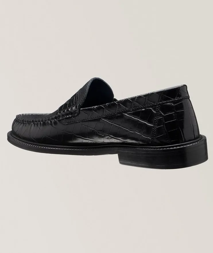 Bi-Material Leather Penny Loafers