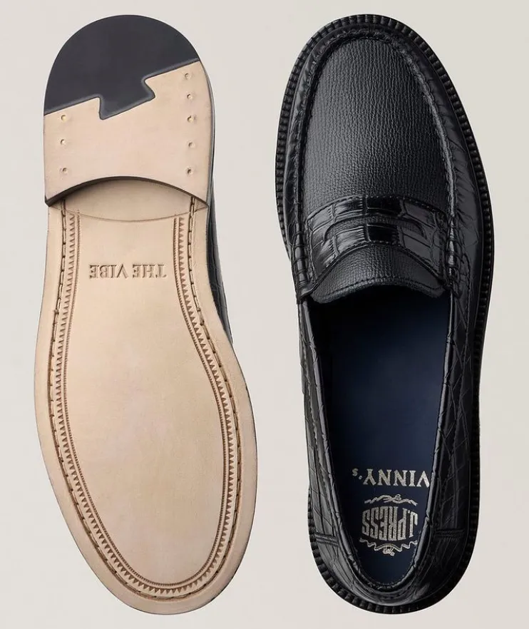 Bi-Material Leather Penny Loafers