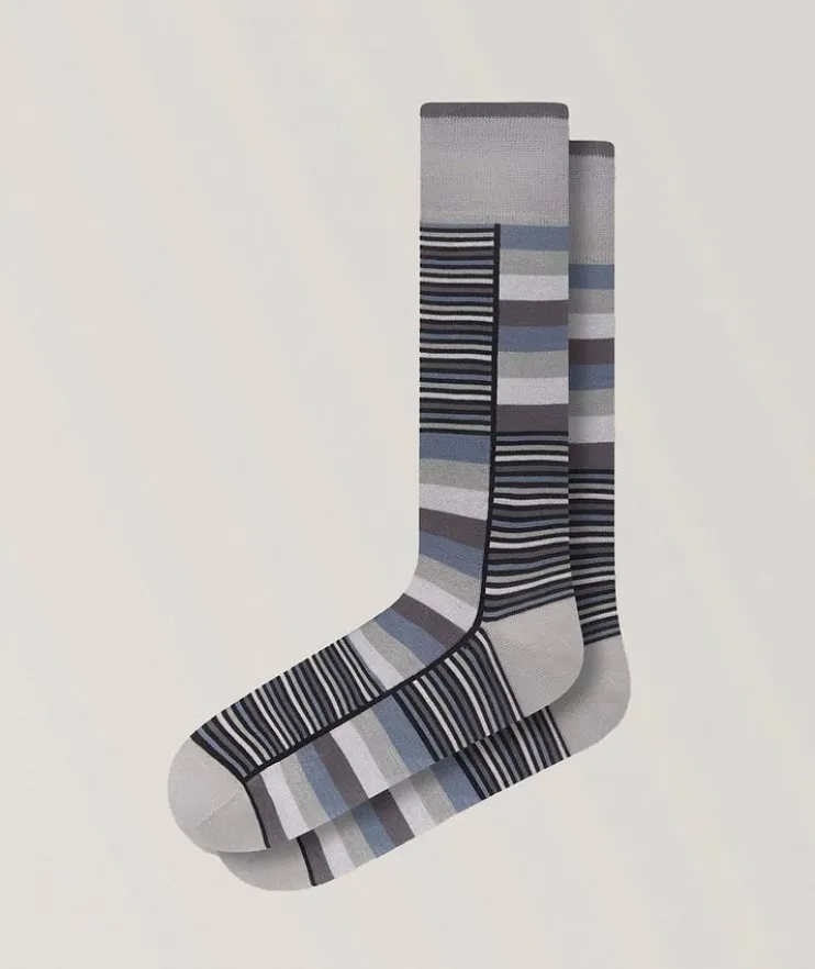 Block Stripe Stretch-Cotton Socks