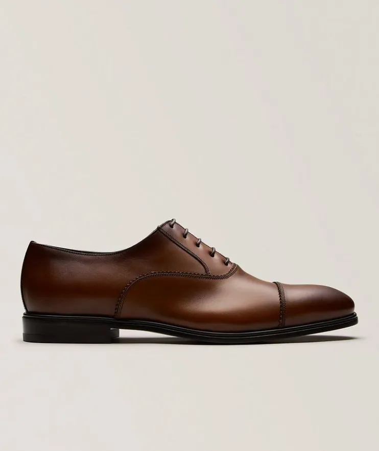 Boston Burnished Leather Cap-Toe Oxfords